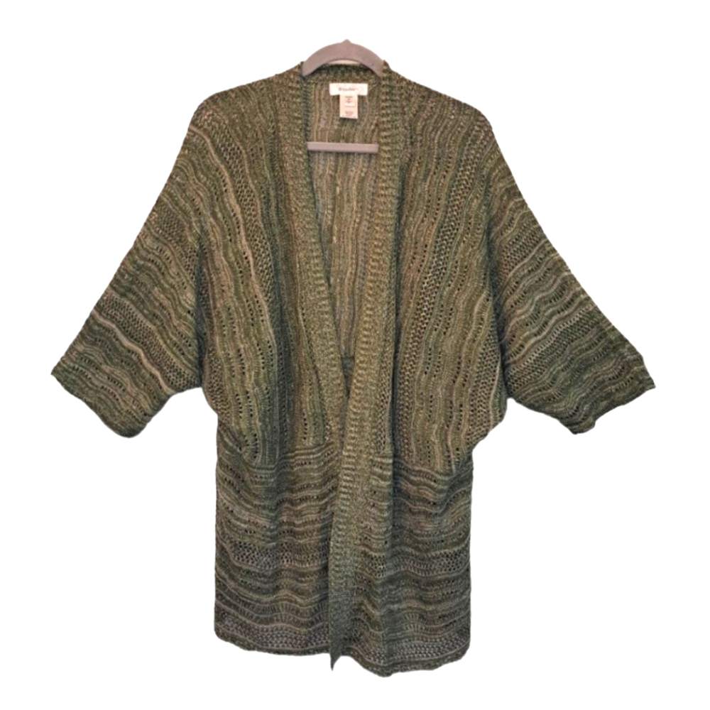 Dressbarn Short Sleeved Dolman Open-Weave Cardigan Plus Size 3X